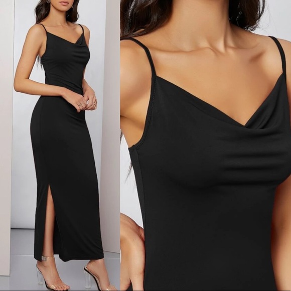 Black cowl neck cami maxi dress - Picture 5 of 12